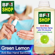 Anti Bacterial Hand Sanitizer Spray with 75% Alcohol - Lemon - Green Lemon Anti Bacterial Hand Sanitizer Spray - 1L