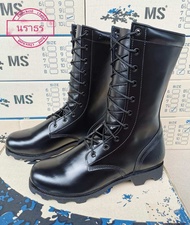 รองเท้าคอมแบทหนังแท้ (MS)💯 ตาไก่10รู ความสูง 12นิ้ว 🟦กล่องน้ำเงิน หนังขัด