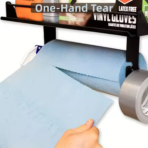 Garage Paper Towel Holder, Wall Mount Shelf, One-Hand Tear, Garage Organization and Storage Rack Hol