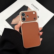 秒變大視窗素皮適用於蘋果11手機保護殼潮流17pro手機保護套簡約款16手機殼新款-棕色 iphone 17 Pro Max