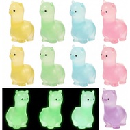 PRETYZOOM 12pcs Mini Patung Alpaca Resin yang Bersinar dalam Gelap, Patung Haiwan Kecil untuk Menyem