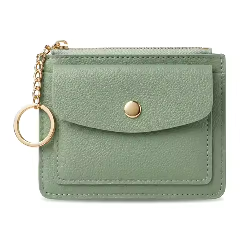Pomelo Best Ultra Thin Card Holder for Women Minimalist Slim Wallet with Keychain Lightweight Purse 