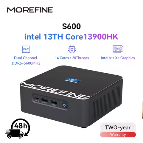 MOREFINE S600 13th Gen Intel i9 13900HK DDR5 Mini PC 14-Core 20-Thread Windows 11 2*NVME 2*LAN Gamin