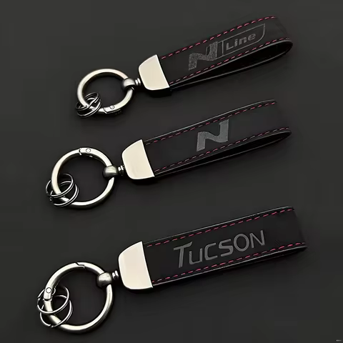 1pc Woman Men Suede Leather N Line Luxury Car Keychain For Hyundai i30 i20 i10 Elantra Kona Tucson A