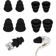 4 Pairs Triple Flange Compatible with Shure SE215 Pro Ear Tips, Noise Reduce Silicone with 2mm Conne