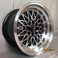 【中清輪胎店】新款網狀大內凹深唇樣式15吋4X100/114 8J ET20/9J ET15 黑車面車邊