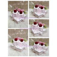 gubahan bekas cincin hantaran risik/tunang/nikah -2pc bekas cincin(pink, White)