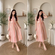 Elea Dress Korean striped polka dot rayon nursing pregnant women jumbo premium/dress Casual button n