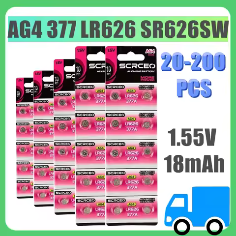 20-200PCS AG4 Button Batteries 377 SR626 SR626SW 1.55V Cell Coin Alkaline Battery 177 376 626A LR66 
