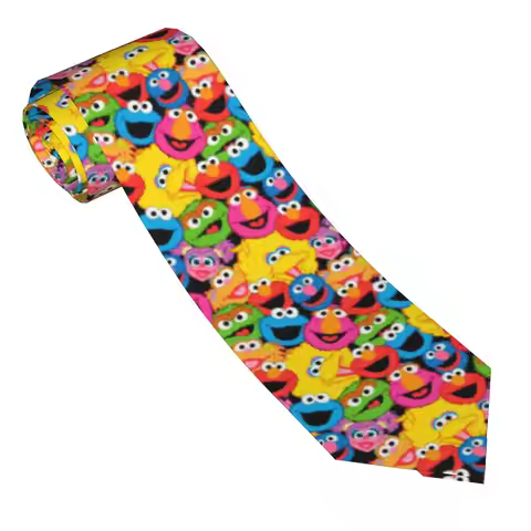 Neckties Elmo Anime Cartoon Men Skinny 8 cm Wide Neck Ties Sesame Street SesameStreet for Mens Suits