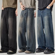 【Tempat Malaysia】CLIFF men Seluar Jeans Vintaj Amerika Seluar Longgar Lelaki Biru Hitam Uniseks Amer