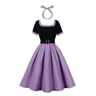 Summer Women's 50s Hepburn Style Dress Retro Polka Dot Dress