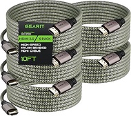 GearIT 4K HDMI Cable, (5-Pack / 10ft / 3m) High-Speed HDMI 2.0b, 4K 60hz, 3D, ARC, HDCP 2.2, HDR, 18Gbps - Nylon Braided Cord