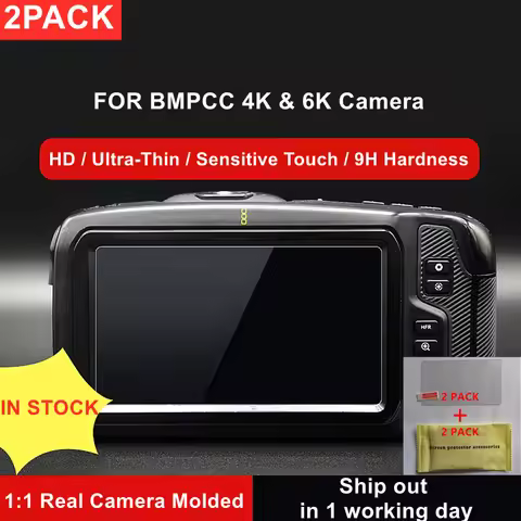 2PCS BMPCC 4K / 6K Camera 9H Camera Tempered Glass LCD Screen Protector Protection for Blackmagic De