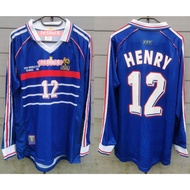 France 1998 Final Version Home Away Retro Long Sleeves Soccer Jersey Football ZIDANE HENRY HLFA