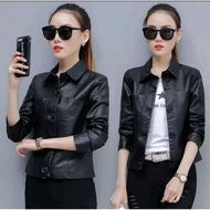 Korean style Women's semi Leather blazer Jacket