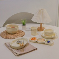 INS Aesthetic Korean Ceramic Tableware Series Cafe Style Achim/Plate Cup Bowl Yellow Aesthetic/Plate