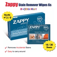 (BUNDLE OF 3 / 6 Resealable ⇒ 18 / 36 Sheets) Zappy Stain Remover Wipes 6s