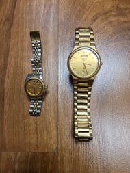 (數十年唔知價，自出合理價高者得)   約70,80年代精工SEIKO"5Y23-8150"金錶 + "ENICAR"舊錶等3隻