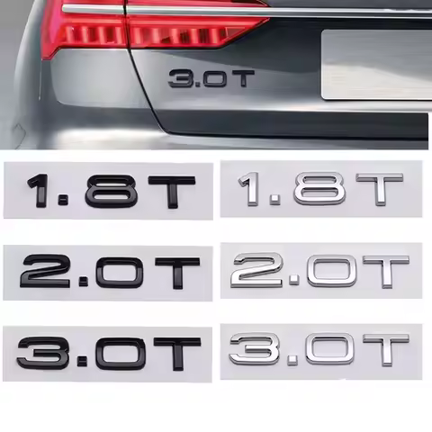 3D ABS 1.8T 2.0T 3.0T Logo Letters Car Rear Trunk Badge Emblem For A3 A4 A5 A6 A7 A8 Q2 Q3 Q5 Q7 Q8 