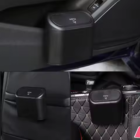 For Hyundai HB20S i30 N GN7 2021~2025 Car Trash Bin Black Plastic Square Pressing Storage Box Hangin