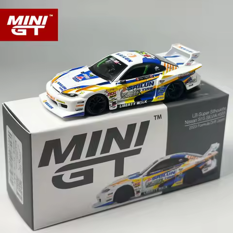 MINIGT 1:64 Nissan LB-Super Silhouette S15 SILVIA #555 2023 White Alloy Car Model 895