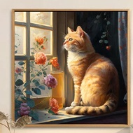 Diamond Painting Set Window Sill Cat Diamond Painting Printed Diamond Embroidery Full Diamond Handma
