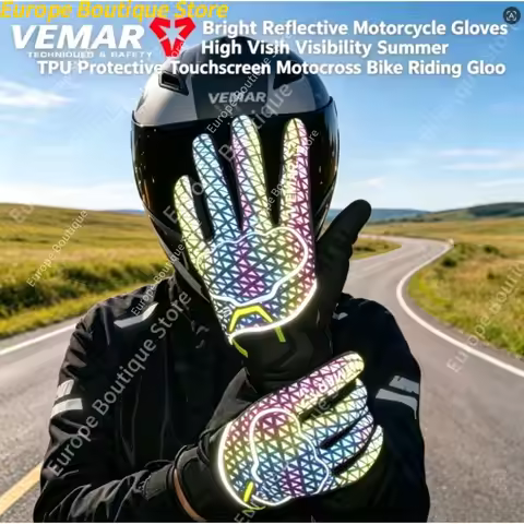 VEMAR High Visibility Reflective Summer TPU Protective Touchscreen Motorcycle Gloves For Motocross B
