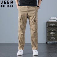 JEEP JEEP กางเกงคาร์โก้ผู้ชายกางเกงลำลองขายาวผ้าฝ้ายบริสุทธิ์ไซส์ใหญ่พิเศษกางเกงสำหรับผู้ชายใหม่