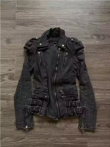 Vintage 90s Harajuku Streetwear Button Hooded Sweatshirts Casual Grunge Aesthetic Stand Neck Y2k Jac