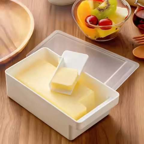 Butter Dish with Cover and Cutter Fresh Keeping Box for Refrigerator Storage Home Butter Storage Con