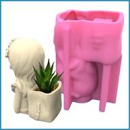 Silicone Planter Mold Succulent Plant Flowerpot Moulds Backpack Girl Design Succulent Flower Pot Mold Succulent otaksg