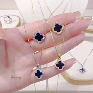 Doris 4 leaf clover necklace and earring jewelry Set | HARMONY ACCESSORIES VC127 + K317