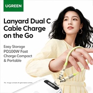 UGREEN 60W PD Fast Charging Type-C to USB-C Lanyard Cable 0.3m Green For IPhone Tablet