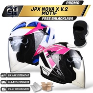 JPX NOVA X V2.0 MOTIF HELMET | HALF FACE HELMET DOUBLE VISOR SNI DOT