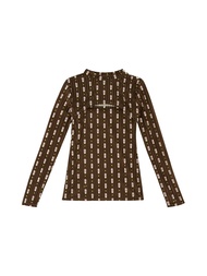 KLOSET Tulip Dot Open Top (AT21-T008) เสื้อผ้าผู้หญิง เสื้อผ้าแฟชั่น เสื้อผ้ายืด เสื้อแขนยาว แยกชิ้น