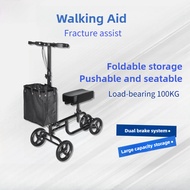 Elderly Four Wheel Knee Scooter Elderly Ankle Injuries Mobility Scooter Foldable Assistive Walking C