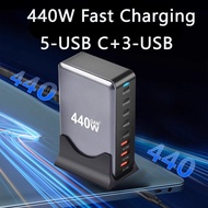 440W 8-Port Multi Type C Charging Station Hub GaN PD Fast Charger Power Adapter 5-USB C+3-USB for Ma