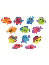 10入組迷你模擬海洋小魚,多彩小魚,小禮物節日禮物派對裝飾魚缸裝飾