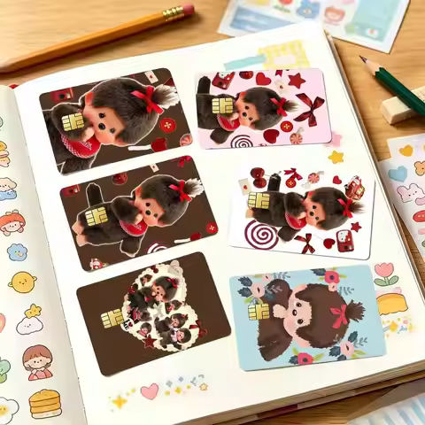 Cute Monchhichi-I Credit Card HD Stickers Small Chip Waterproof Sticker Game Card Decal Gift