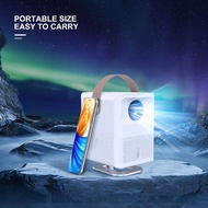 Portable Android mini 4K projector with remote control, capable of projecting images of 40 to 100 in