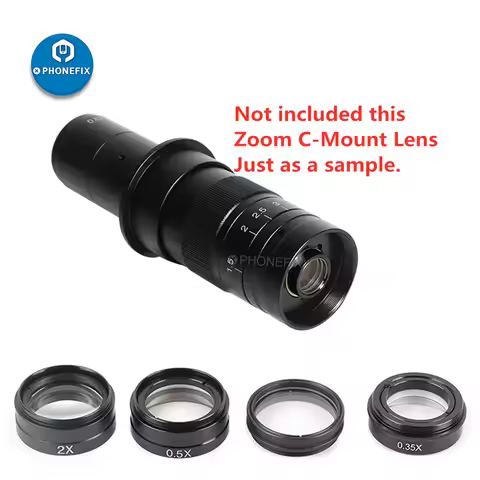 0.3X 0.5X 0.7X 2.0X Auxiliary Glass Lens for 10A 180X 300X C-mount Industrial Microscope Camera 43mm