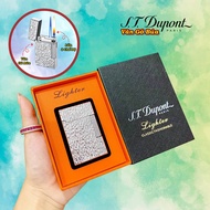 HỘP QUẸT BẬT LỬA GA ĐÁ DUPONT 2 CHẾ ĐỘ LỬA HOA VĂN VÂN GÕ BÚA
