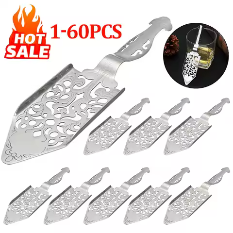 1-60Pc 304Stainless Steel Cocktail Bar Scoop Silvery Filter Spoon Hollowed Out Portable Beautiful Ex