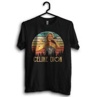 Kaos Celine Dion Vintage Hitam Bordir Gaya Pria Casual