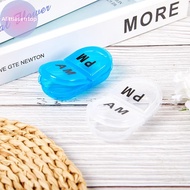 Alittlesetrtop 2 Grids Waterproof Pill Organizer Portable Oval Pill Box Pill Container Daily AM&PM C