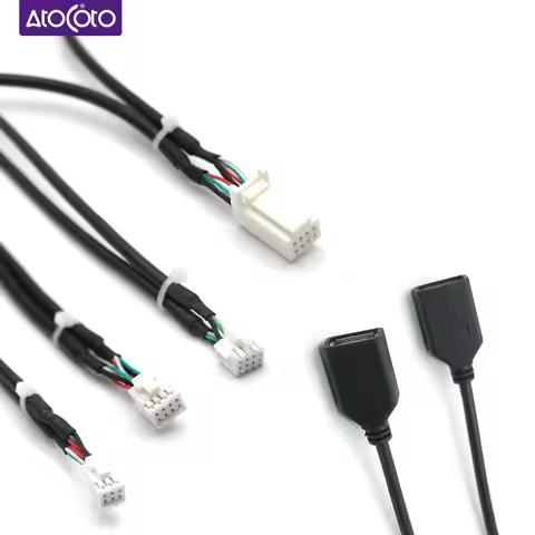 Universal Dual USB Female Interface to 6 8 Pin PHB Wire Connect Cable Adapter for Car Multimedia Pla