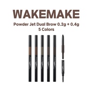 WAKEMAKE Powder Jet Dual Brow 0.2g + 0.4g – Dual-End Eyebrow Pencil & Powder, 5 Shades
