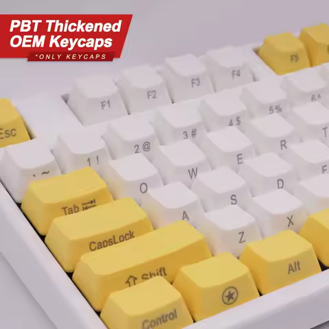 108 Keys Keycaps PBT OEM Yellow White Side Print Suit for 61 87 104 108 Mechanical Keyboard Anne Pro
