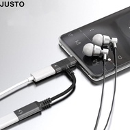 JUSTO Type C Charging Cable, 2 IN 1 Dongle USB C Headphone Adapter, Portable Wear-resistant 12CM Wea